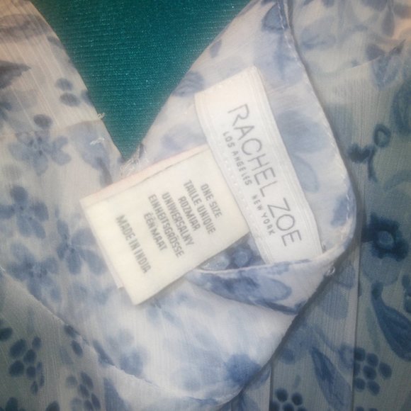 Rachel Zoe Semi-Sheer Blue Floral Kimono / Duster One Size - Picture 7 of 15